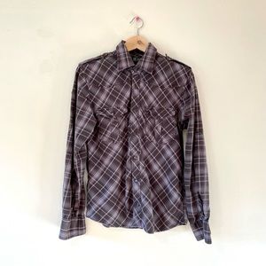 MG Black Label Plaid Button Snap Down Shirt Long Sleeve Small